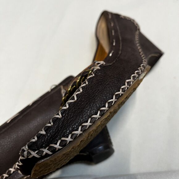 JESSICA BENNETT BROWN Leather WOMEN WEDGES SHOES 8.5 vintage look Leopard Print - Picture 12 of 12